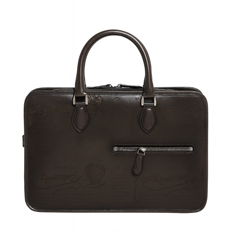 Luxury Handcrafted Printed Leather Brown Briefcase