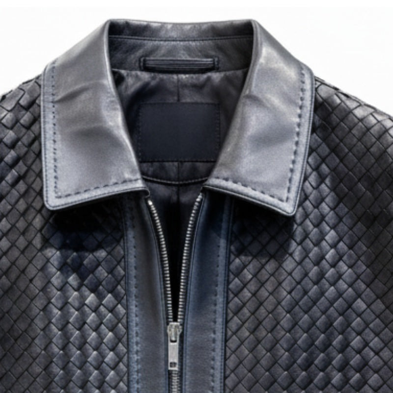 Luxury Woven Textured Leather Jacket
