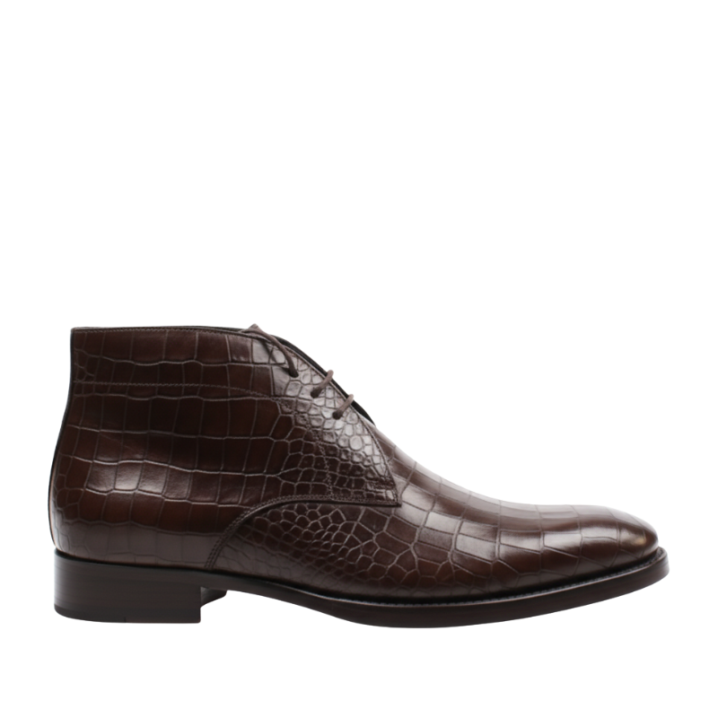 Croco Textured Leather Choco Stylish Chukka Boots