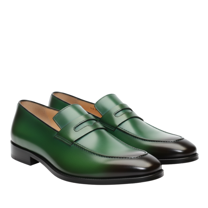 Luxury Emerald Green Penny Loafers