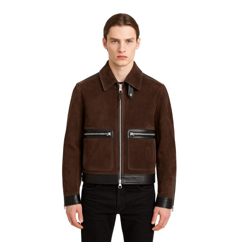 Italian Suede Noir Contrast Jacket