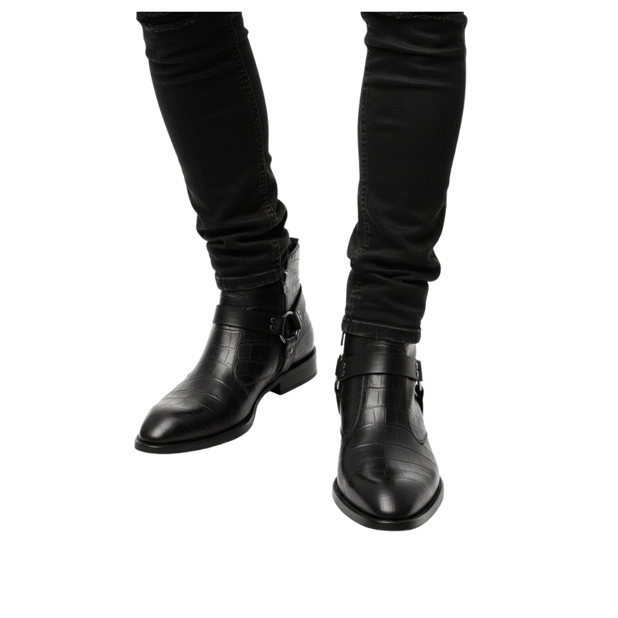 Luxury Croc Textured Ring Detail Boots