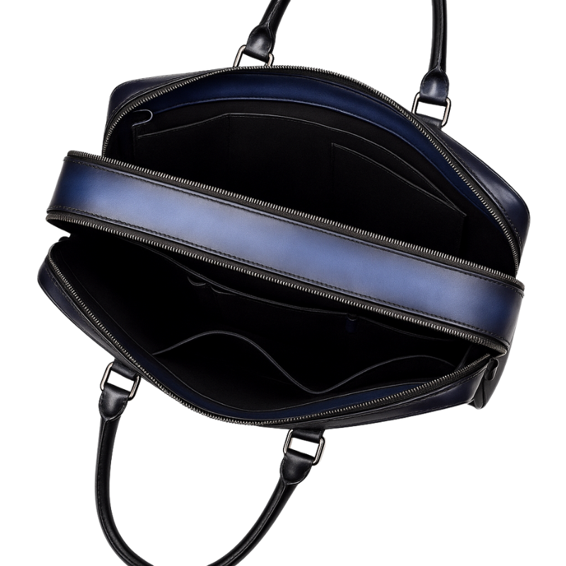 Men's Multifunctional Leather Luxury Burgundy Briefcase Bag