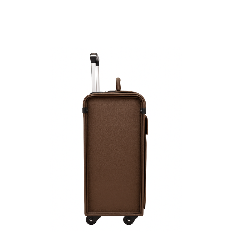 Premium Edition Italian Four Wheel Leather Black Trolley Bag