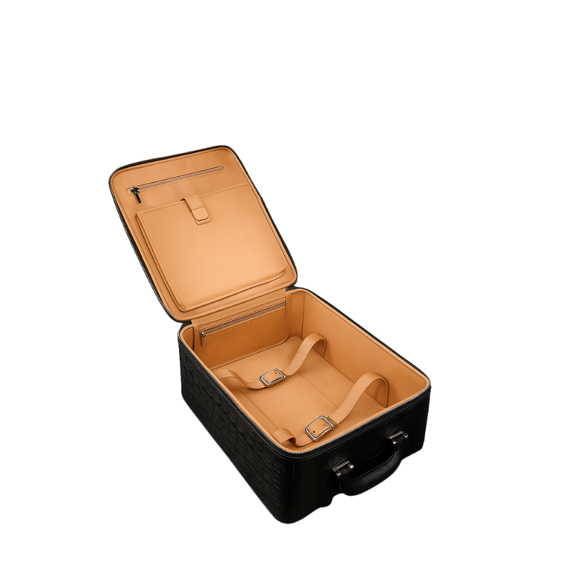 Premium Crocodile and Alligator Leather Brown Trolley Travel Bag