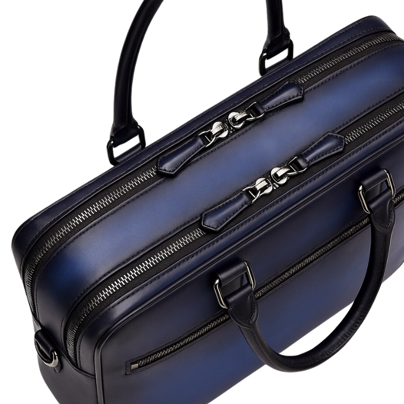 Men's Multifunctional Leather Luxury Burgundy Briefcase Bag