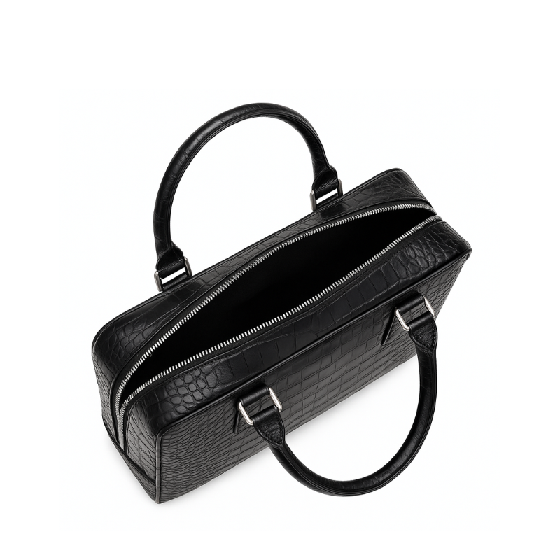 Italian Croco Leather Textured Briefcase Brown Edition