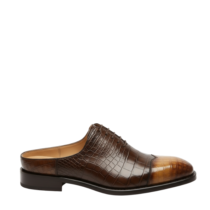 Monarch Croc-Embossed Oxford Mules