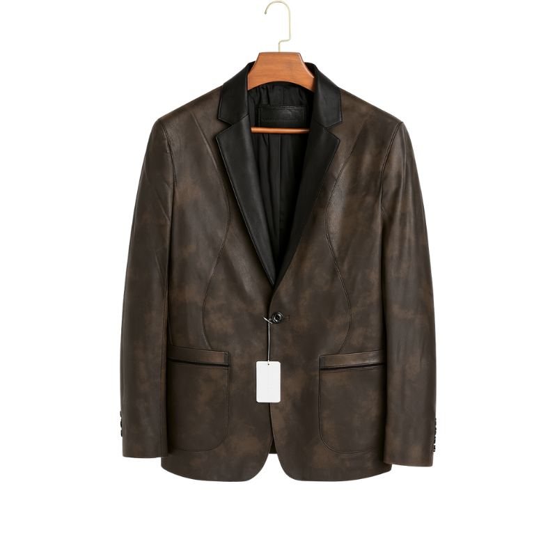 Urban Luxe Leather Tuxedo Blazer for Men's