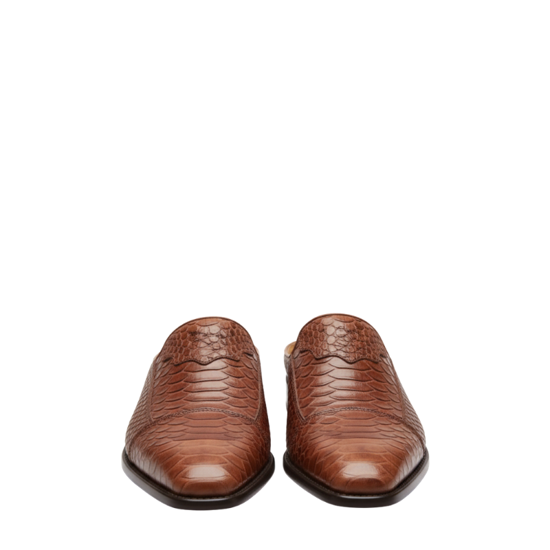 Python Crest Luxe Leather Mules