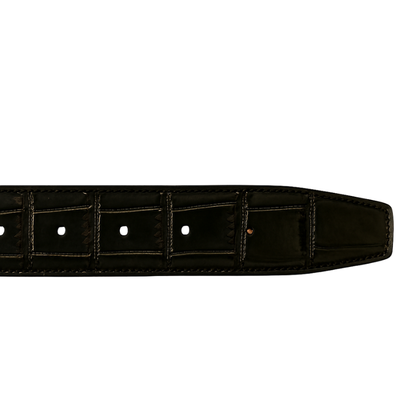 Croco Black Leather Belt with Reversible Buckle