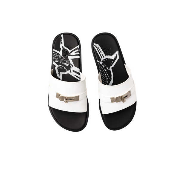 Mens Leather Slip on Casual Slider