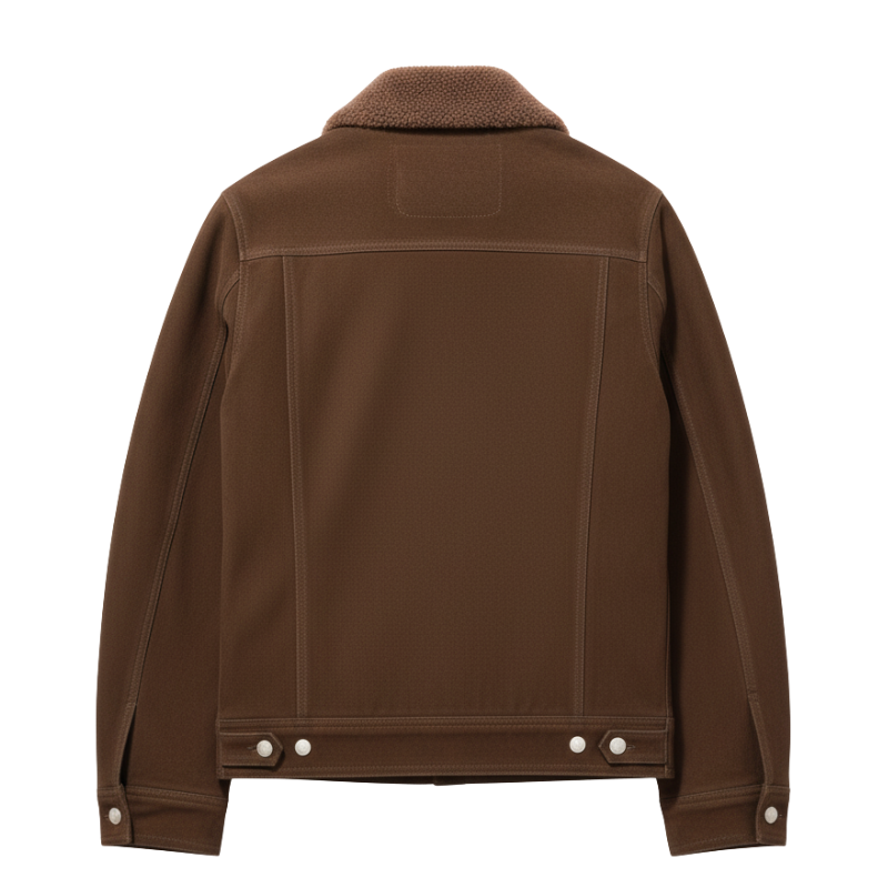 Cocoa Shearling Collar Suede Jacket
