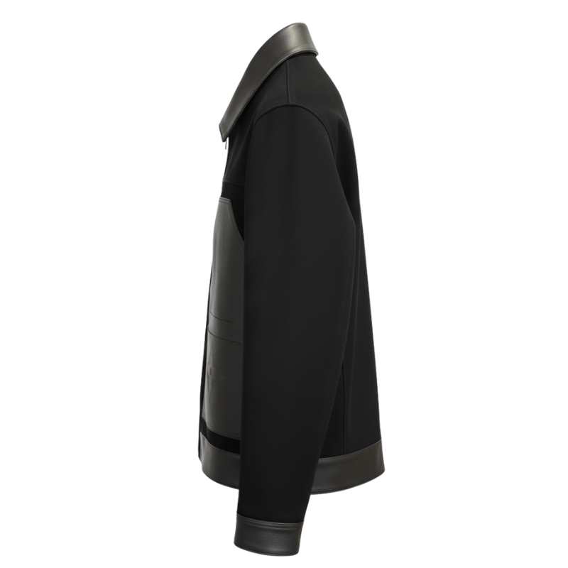 Midnight Dual-Tone Leather Bomber Jacket