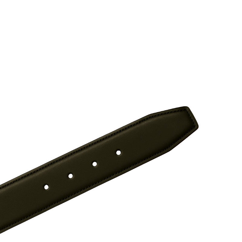 Plain Leather Black Strap Reversible Belt with Autolock Grey Frame Buckle