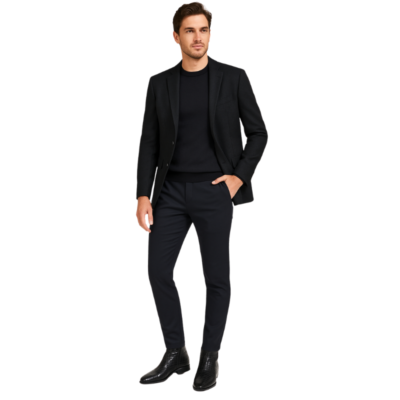 Men's Croco-Textured Leather Chelsea Boots with Side Zipper