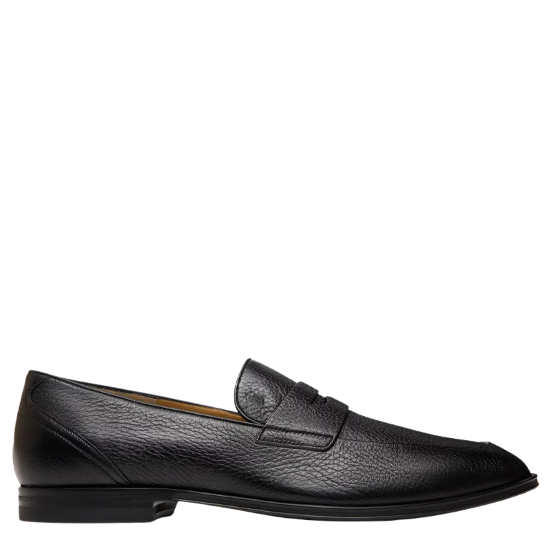 Classic Brown Penny Loafer with Textured Leather