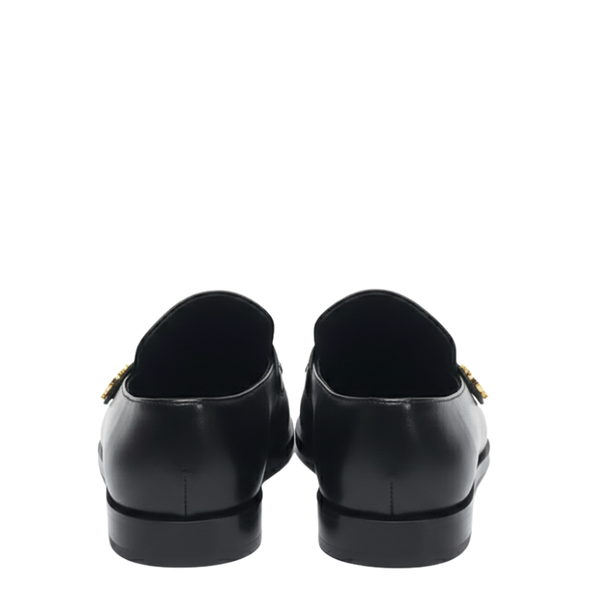Italian luxe Golden Emblem Open Toe Loafers