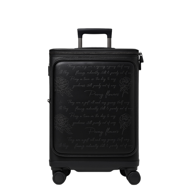 Milano Prestige Blue Leather Printed Trolley Case Travelling Luggage Bag