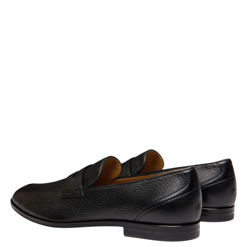 Classic Black Penny Loafer with Textured Leather
