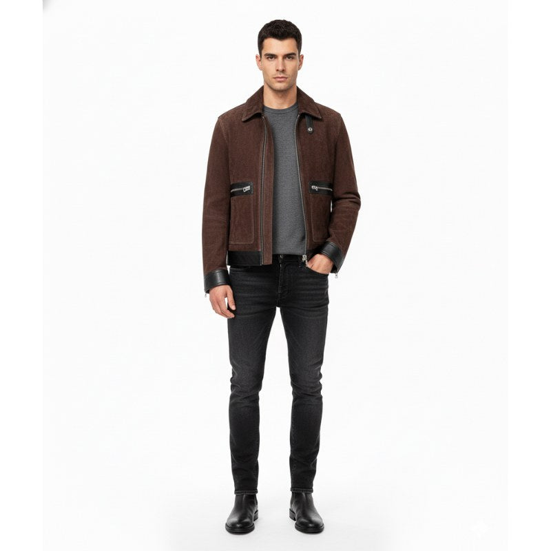 Italian Suede Noir Contrast Jacket