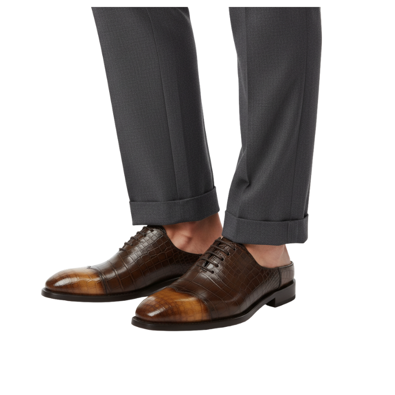 Monarch Croc-Embossed Oxford Mules