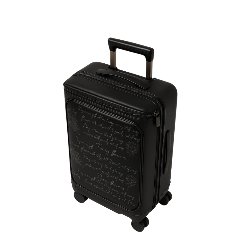 Milano Prestige Blue Leather Printed Trolley Case Travelling Luggage Bag