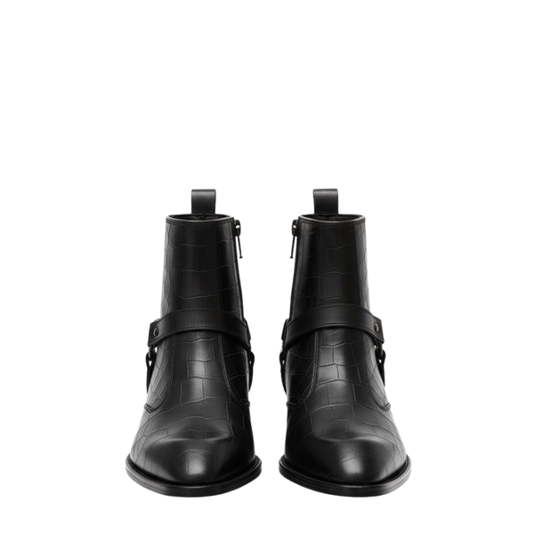 Luxury Croc Textured Ring Detail Boots