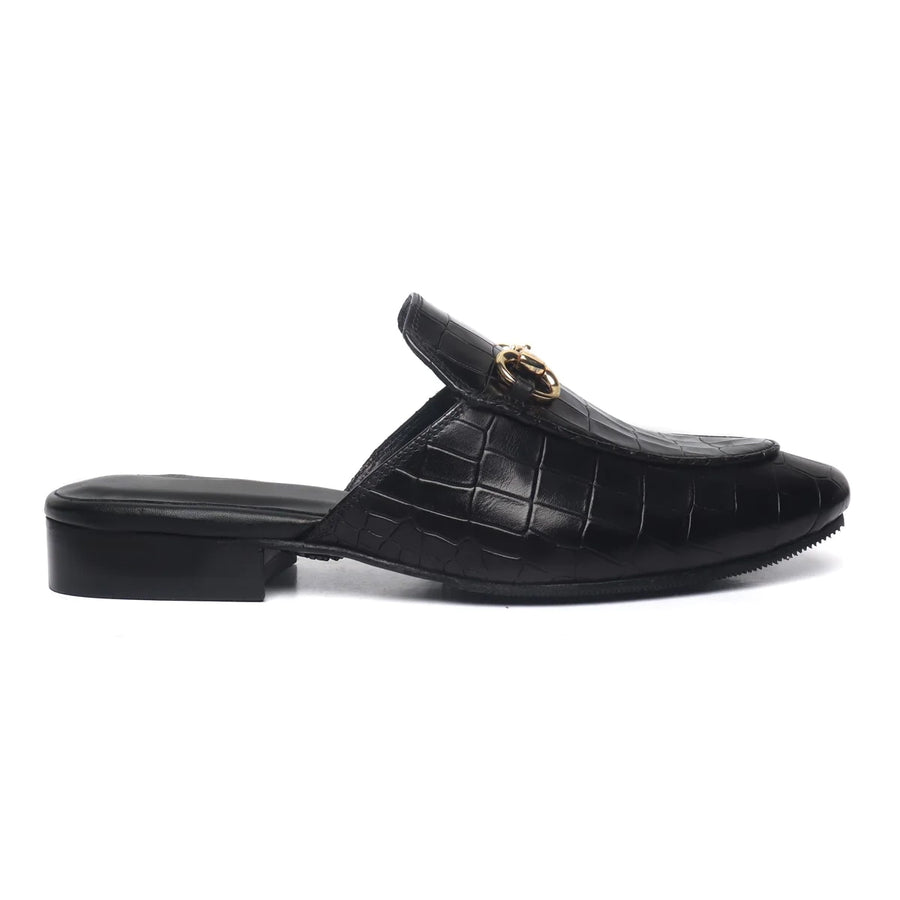 Deep Cut Leather Mules