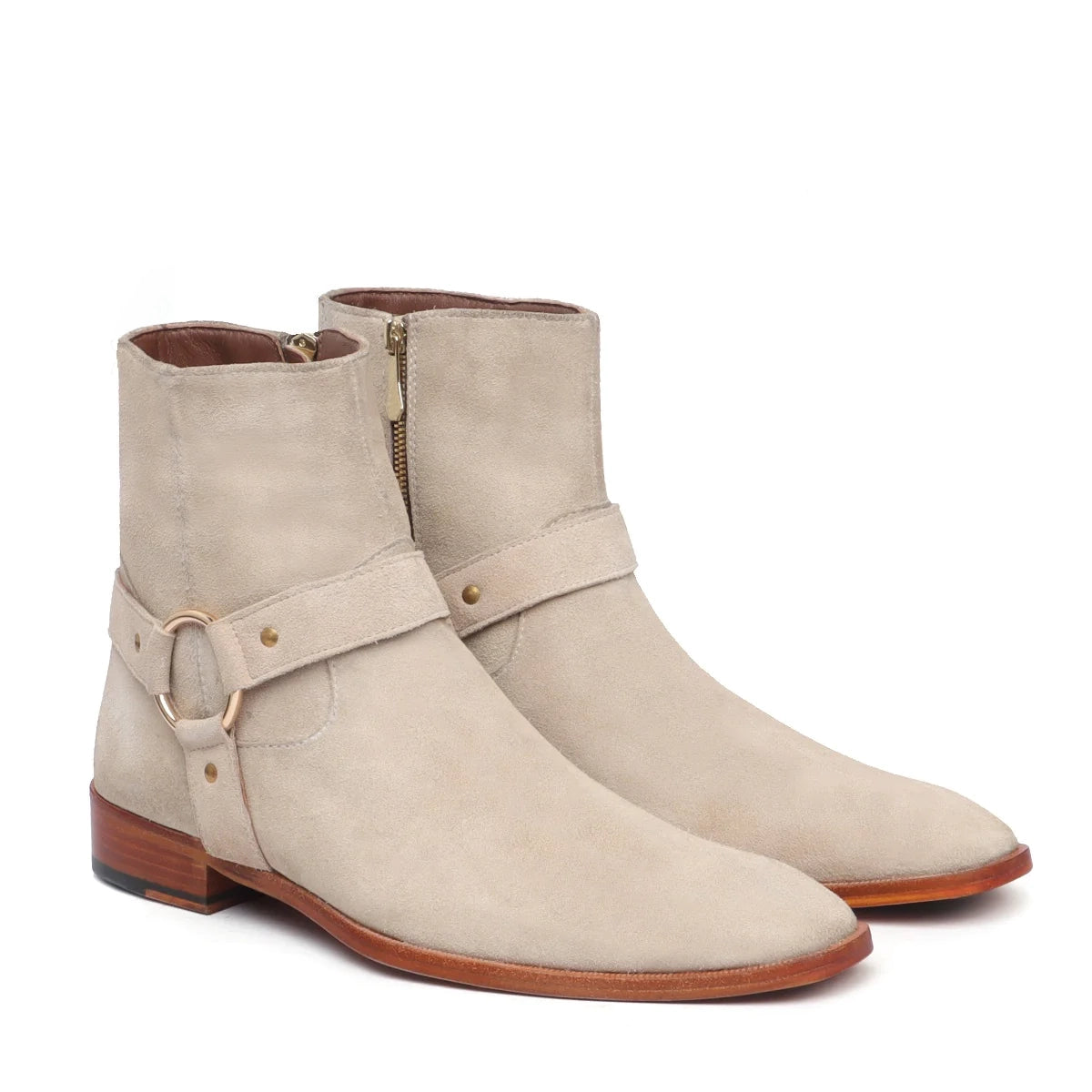 Beige Chelsea Boots in Suede Leather