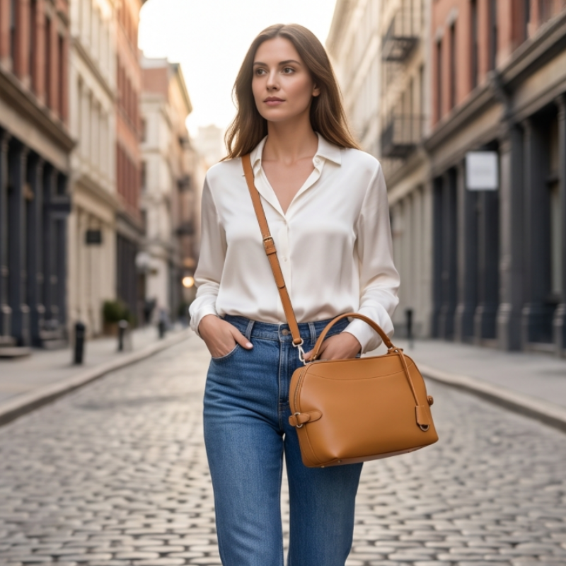 Valencia Curve Leather Luxury Handbag