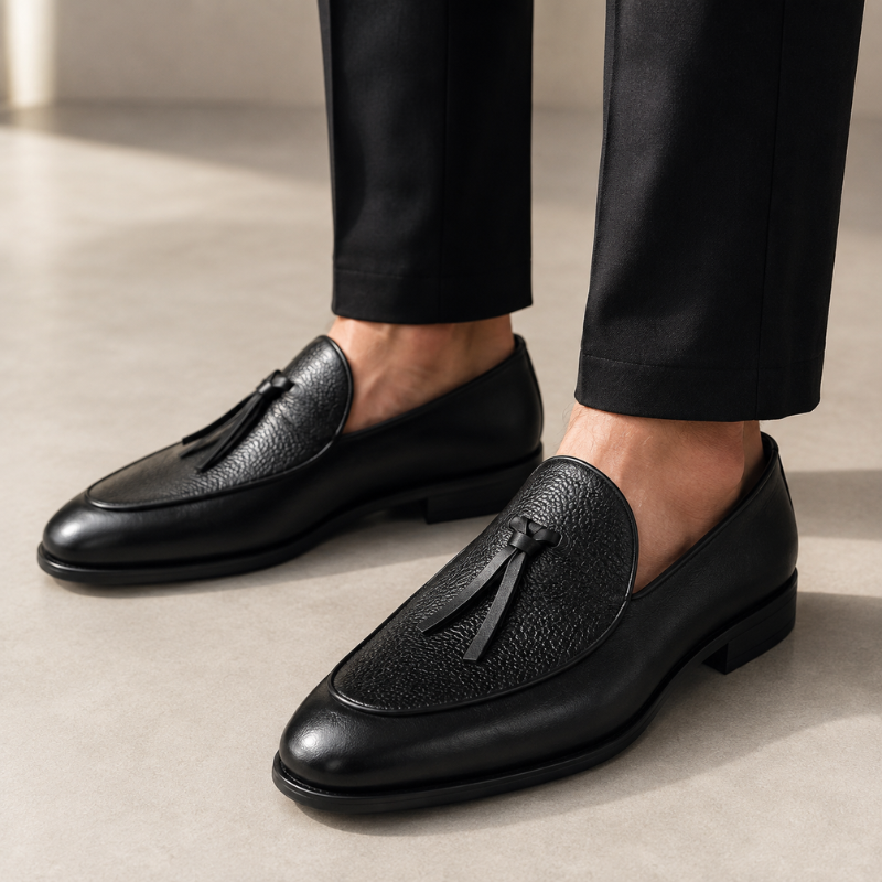 Valerio Textured Tassel Leather Loafer