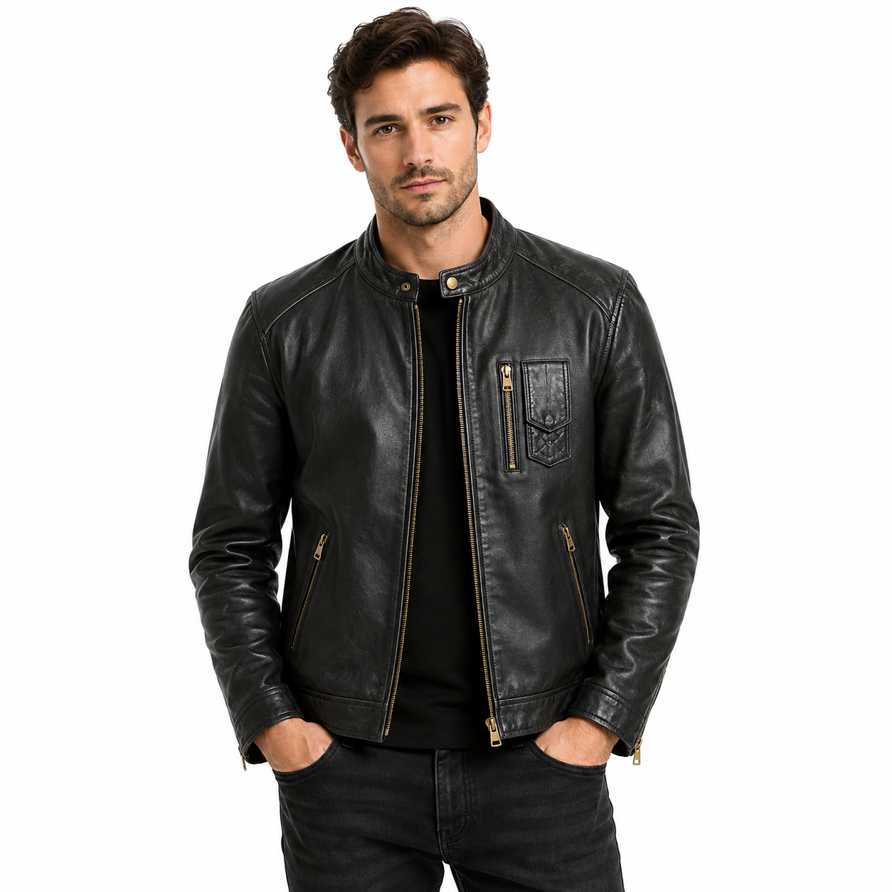 Vanguard Luxury Italian Leather Racer Jacket