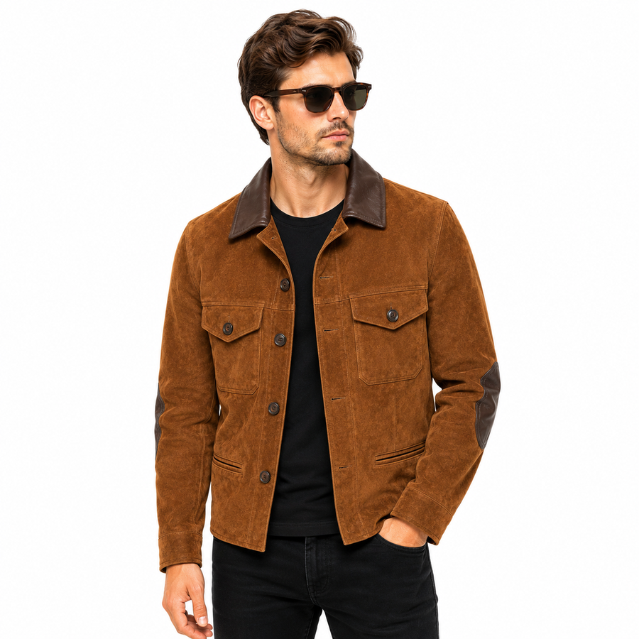 Velaro Cognac Suede Utility Jacket