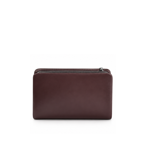Verona Double-Zip Leather Clutch