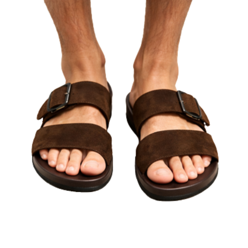Rustic Terra Dual-Strap Leather Sandals