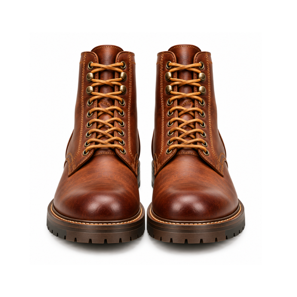 Vintage Rugged Leather Lace-Up Boots