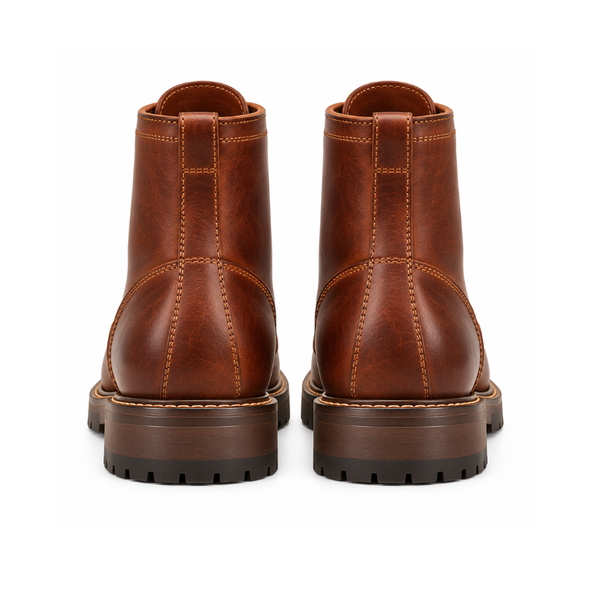 Vintage Rugged Leather Lace-Up Boots