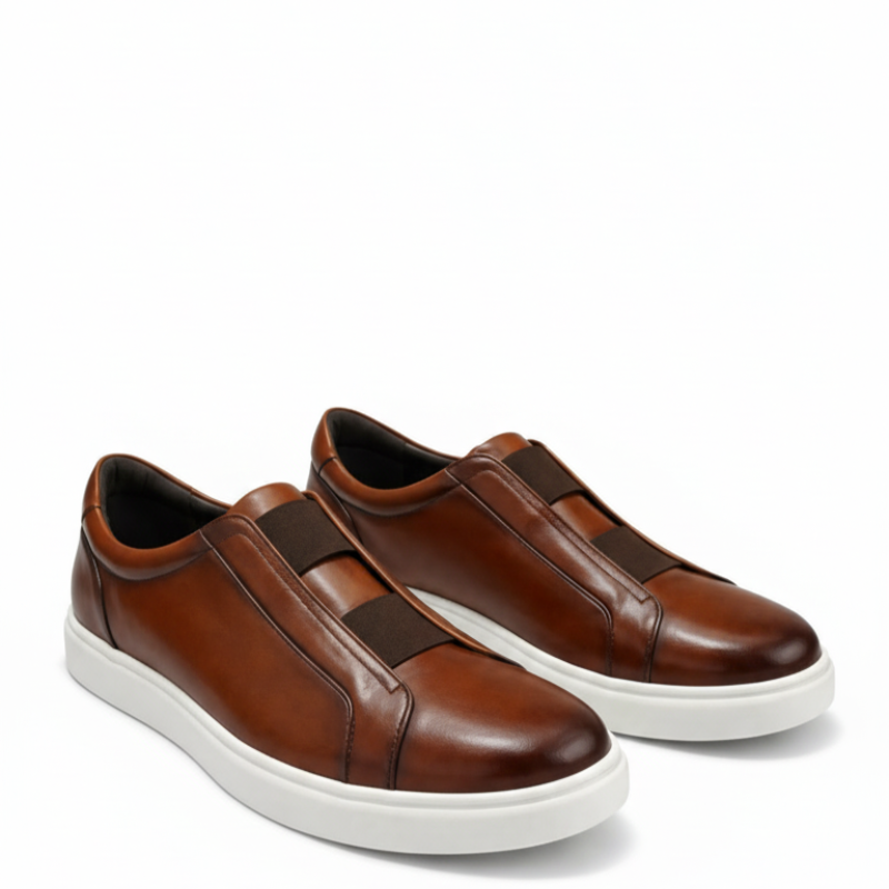 Vittorio Glide Double Stitch Men's Leather Slip-On Sneakers