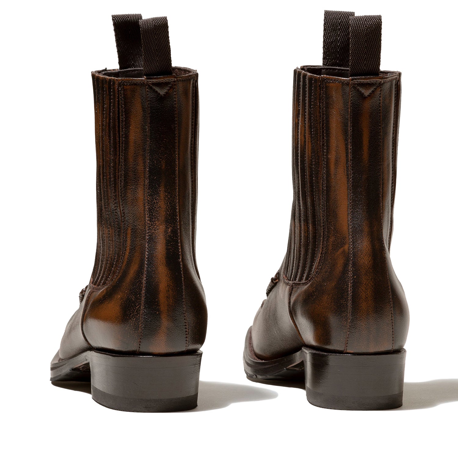 Men's Square-Toe Brown Braided Detail Chelsea Boot