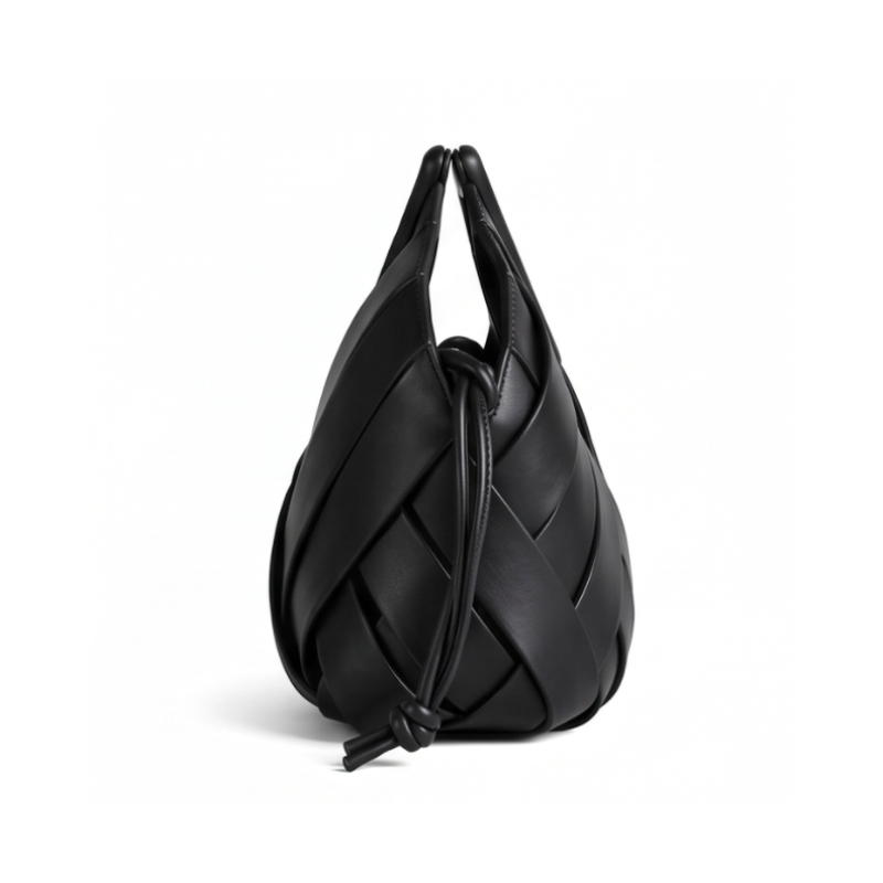Weave Leather Triangular Handle Handbag