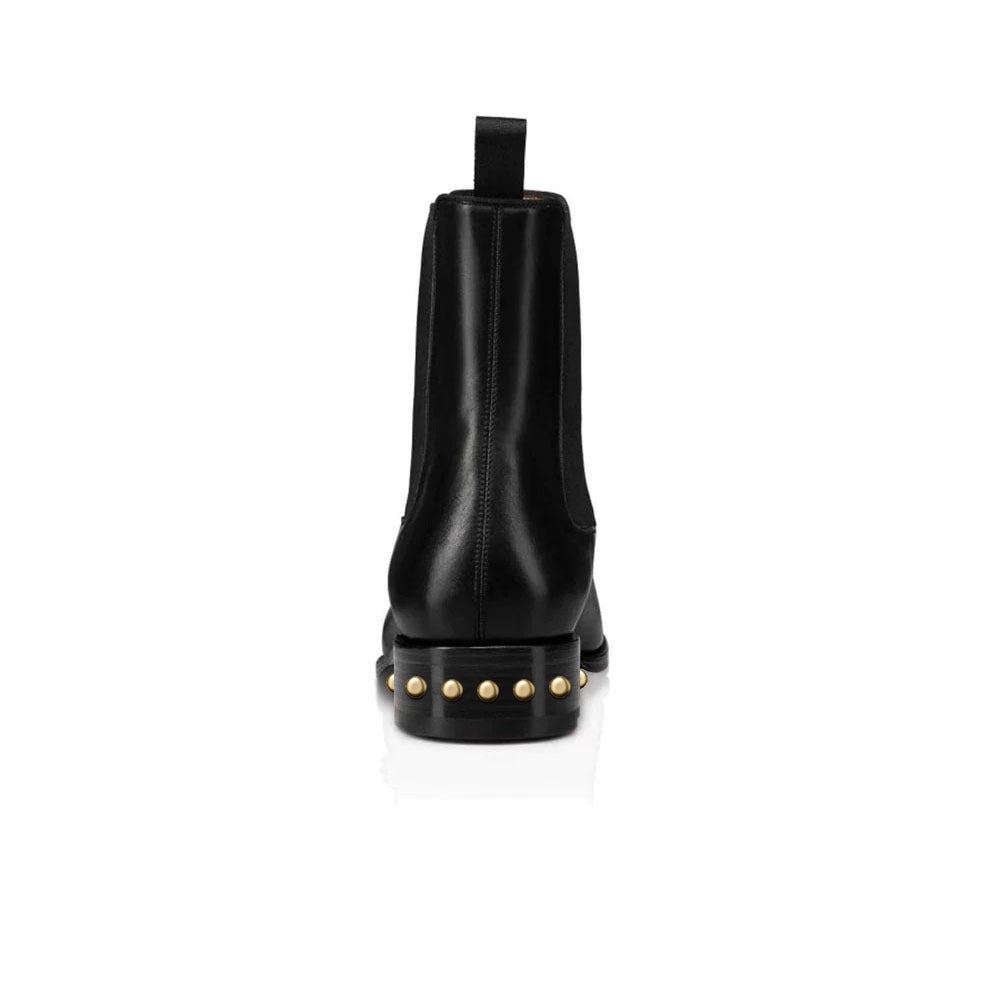 Coal Leather Gold Studded Chelsea Boots