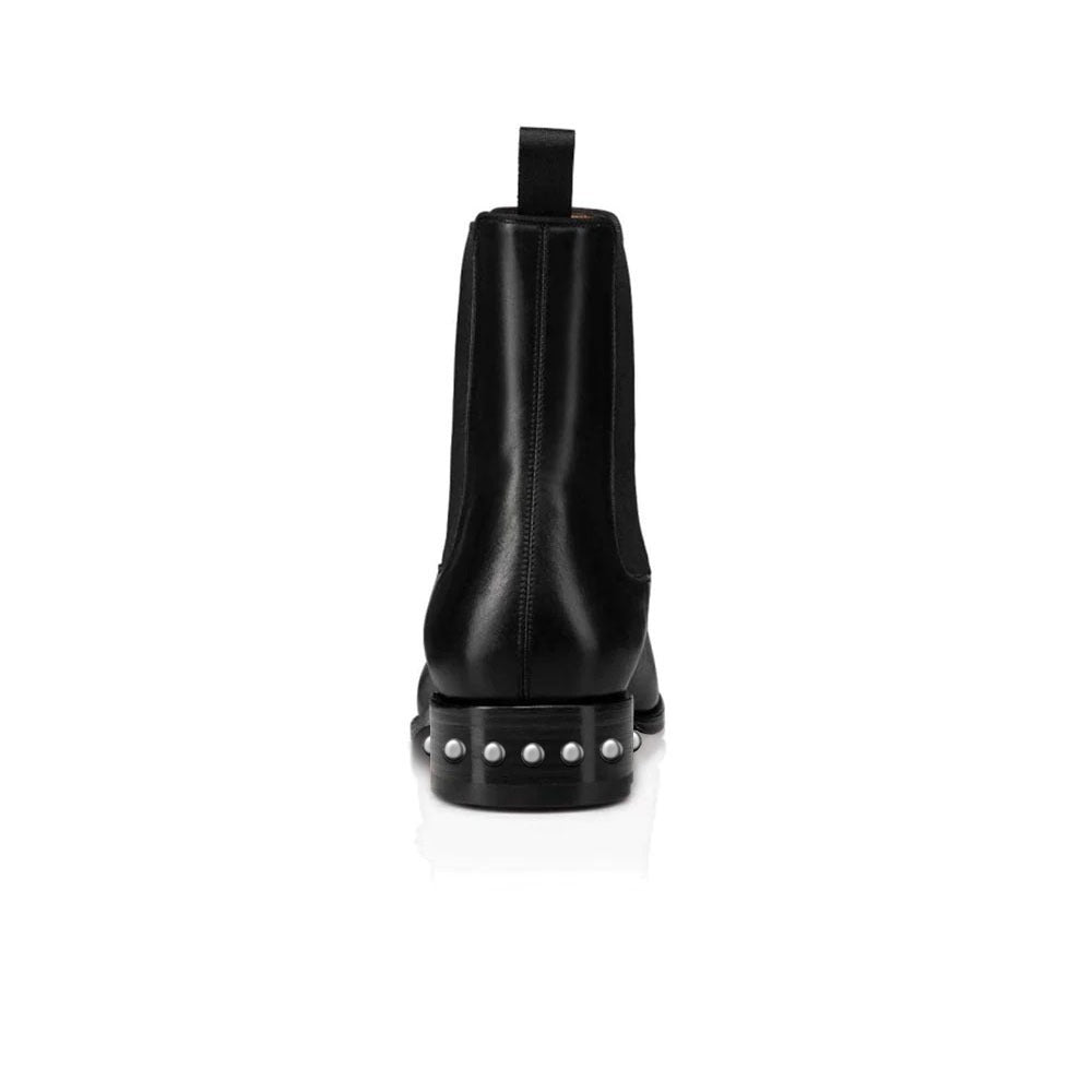 Coal Leather silver Studded Chelsea Boots