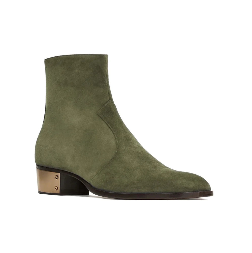 Olive Suede Leather Ludhovic Boots