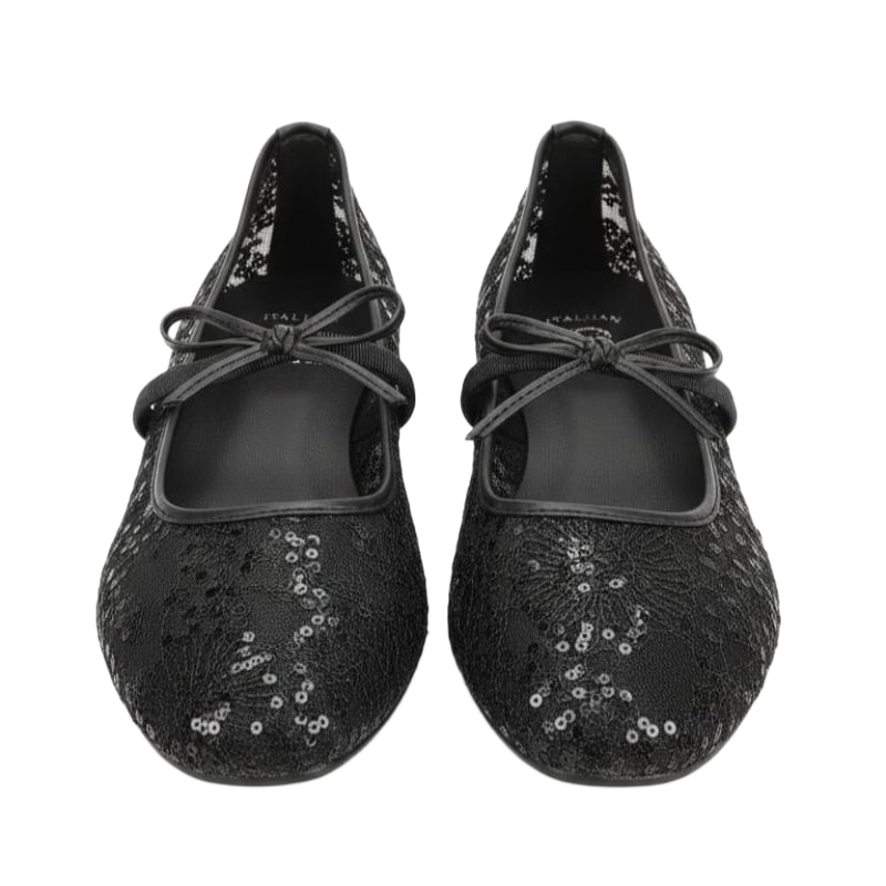 Midnight Lace Sequin Mary Jane Flats