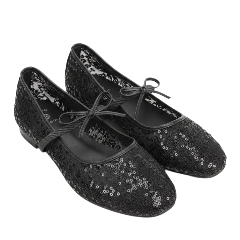 Midnight Lace Sequin Mary Jane Flats