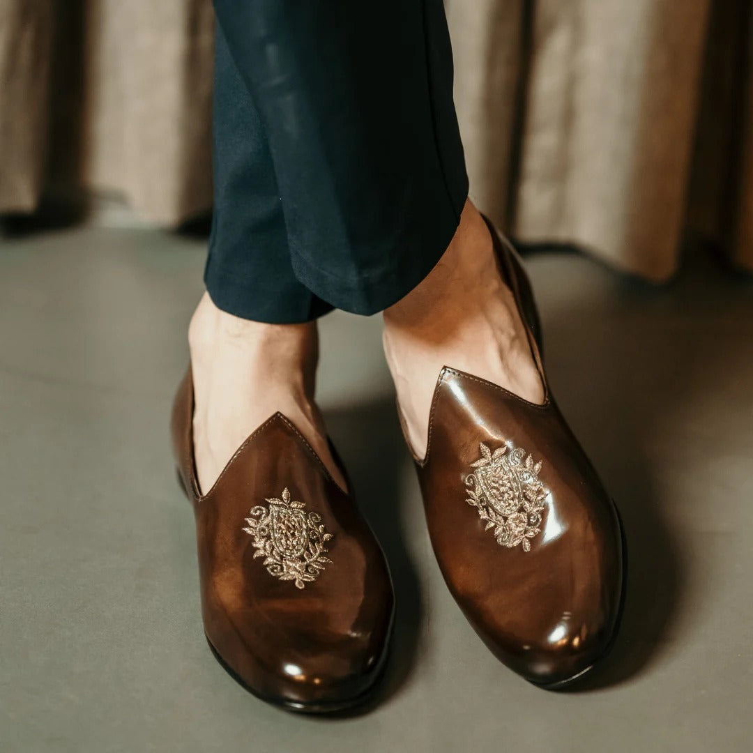 Burnt Brown Leather Brown Jutti