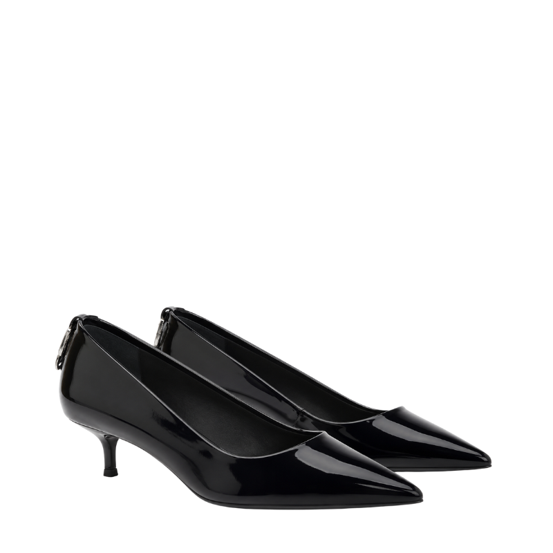 Women's Italian Patent Pointed-Toe Kitten Heels