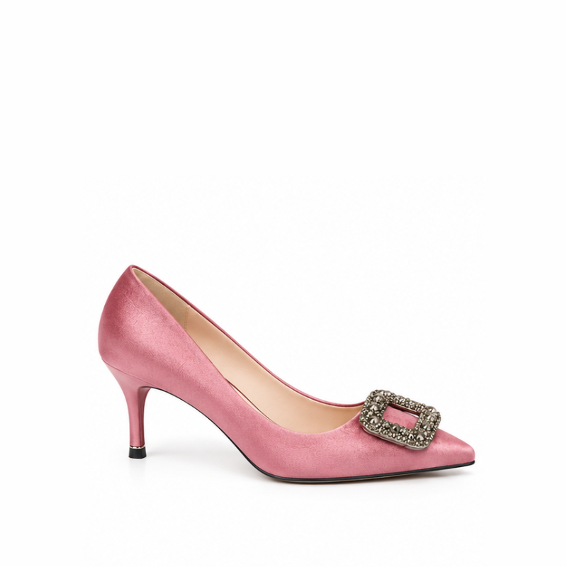 Women's Ruby Crystal Buckle Stiletto Pump Heels