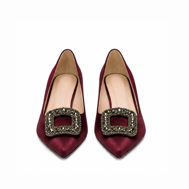 Women's Ruby Crystal Buckle Stiletto Pump Heels